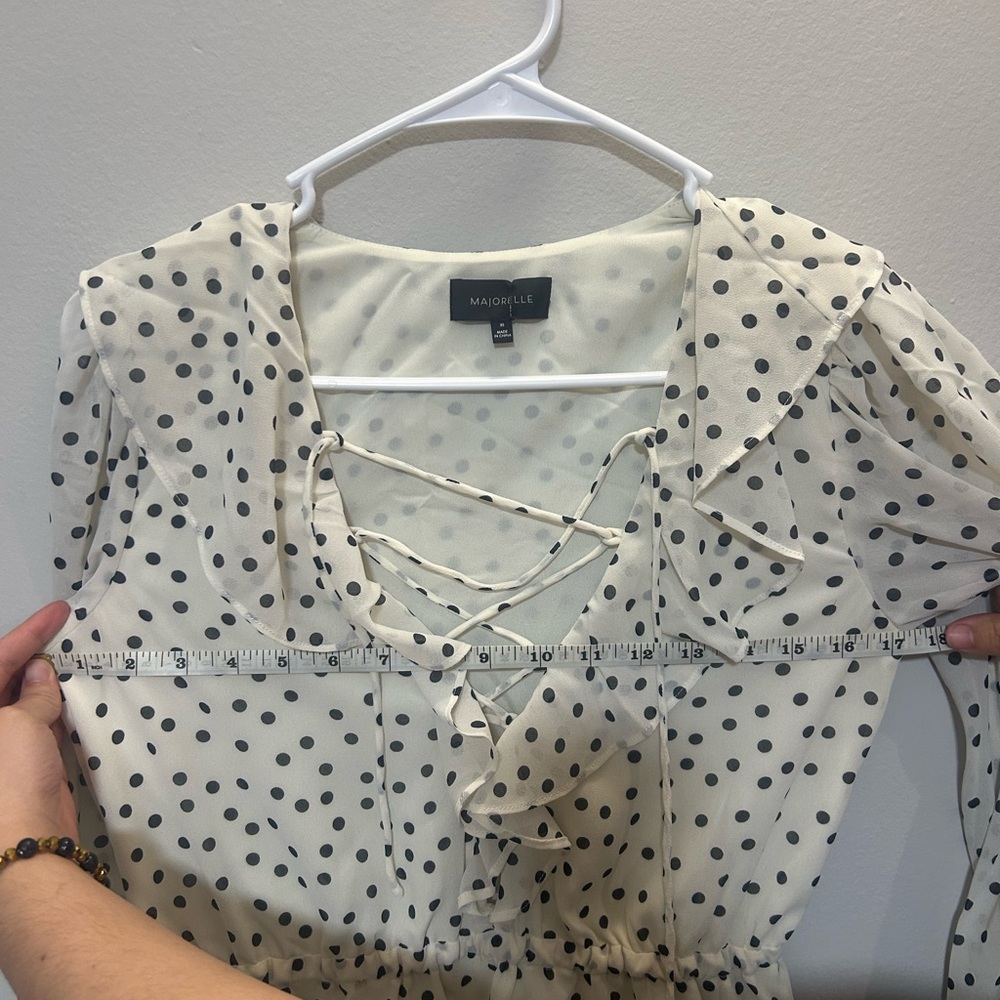 MAJORELLE cream and Black Polka Dot Mini Dress 0205 B-1 - Picture 13 of 15